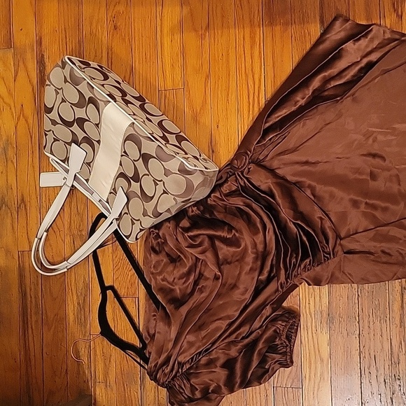 Amanda Uprichard Brown Sexy Silk Draped Dress NWOT Party Festive Holiday - Picture 8 of 13